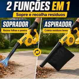 Soprador E Aspirador De Folhas Portátil 48v 2 Baterias 220v