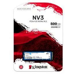 SSD Kingston NV3, 500GB, M.2 NVMe, 2280, PCIe 4.0, Leitura 5000MBs e Gravação 3000MBs, SNV3S/500G