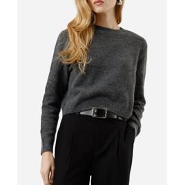 Suéter básico feminino cropped de tricot cinza