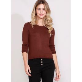 suéter de tricot manga longa básico