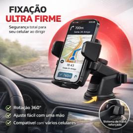 Suporte De Celular Veicular Automotivo 360º Universal Ajustável Com Ventosa
