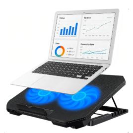 Suporte Premium Notebook Base Refrigerada Com 2 Coolers ManoThor Ventoinhas Potentes Mesa Projetada Para Laptop Até 17 Polegadas