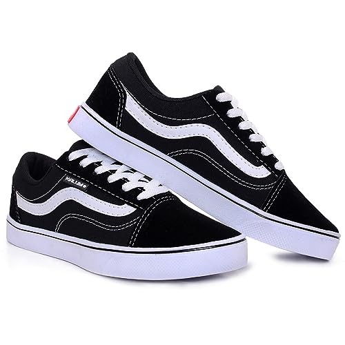 Tenis Cano Baixo Skate Kalum Academia Unissex Leve Confortavel Old School Clássico (PRETO BRANCO, BR, Adulto, Numérico, 42)