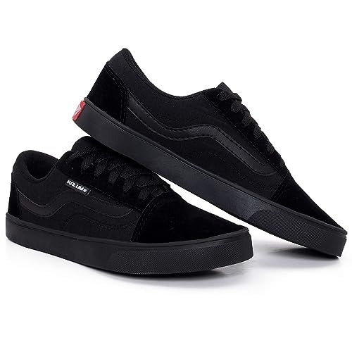 Tenis Cano Baixo Skate Kalum Academia Unissex Leve Confortavel Old School Clássico (PRETO, BR, Adulto, Numérico, 41)