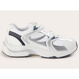 Tênis feminino chunky cano baixo e recortes - Branco