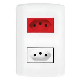 Tomada Dupla - Vermelha 20a E Branca 10a Pluzie Modular