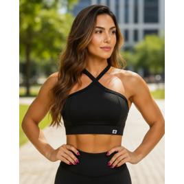 Top Cropped Feminino Alça Cruzada Zero Transparência Suplex Academia