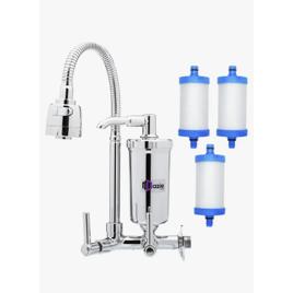Torneira Dazie Metais Com Filtro Cozinha Para Parede Flexível Móvel Em Abs Cromado Filtro Carbon Block Purificador De Agua Com Refil Instalado