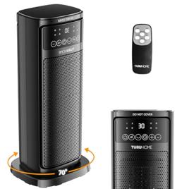 TURU HOME 4 em 1 Ventilador de Ar Frio e Aquecedor,Termostato 10°C a 30°C, Aquecedor Cerâmico PTC, Oscilação 70° Timer 12h Controle Remoto, Proteção térmica, Pequeno para Quarto Escritório (127V)