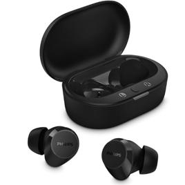 Fone de ouvido  TWS Philips TAT1209BK/00 preto, com bluetooth, microfone, tecnologia IPX4 e 18 h.