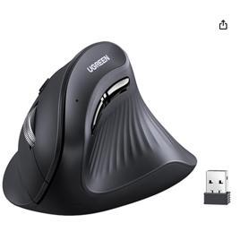 UGREEN Mouse Ergonômico Vertical Sem Fio, Bluetooth e 2,4 GHz, Mouse de 5 Botões com Receptor USB, 4 Níveis de Dpi até 4000, Clique Silencioso