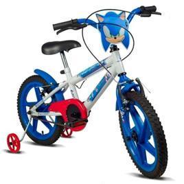 Verden Bicicleta Infantil Sonic Aro 16 Branca e Azul com rodinhas