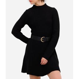 Vestido curto feminino de tricot preto
