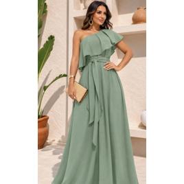 Vestido Elegante Nula Manga Babado
