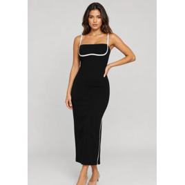 Vestido FARM Midi Vivo Bicolor Preto