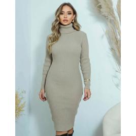 Vestido Feminino Tricot Canelado Manga Longa