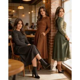Vestido Longo Moda Evangélica Lanzinha Frio Inverno Casual