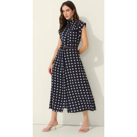 Vestido midi chemise com cinto feminino estampado