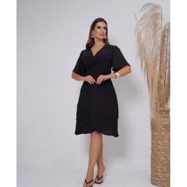 Vestido Transpassado Envelope Manga Curta Soltinho
