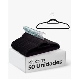 Vittak Kit 50 Cabides Veludo De Roupa Antideslizante Slim Adulto Cor Preto Utensílios de Uso Doméstico