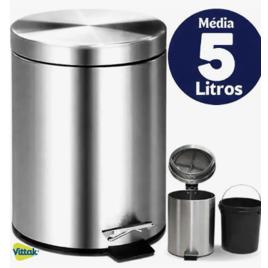Vittak Lixeira 5 Litros De Aço Inox Redonda