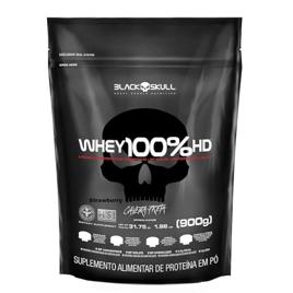 Whey 100% Hd - 900G Refil Morango, Black Skull