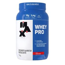 Whey Pro Concentrado Pote 1kg - Max Titanium Sabor Morango