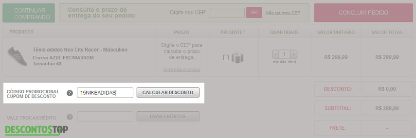 Cupom de Desconto Centauro Carrinho de Compras