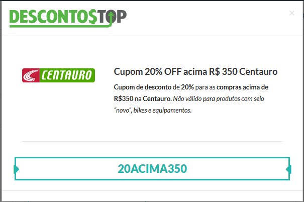 Cupom de Desconto Centauro Exibição de Código