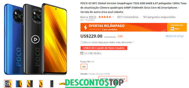 Celular POCO X3 a venda no site Banggood