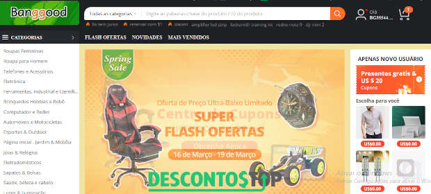 captura de tela do site Banggood