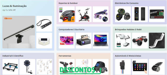 Captura de tela de produtos populares no site Banggood