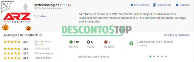 avaliação de um vendedor no ebay