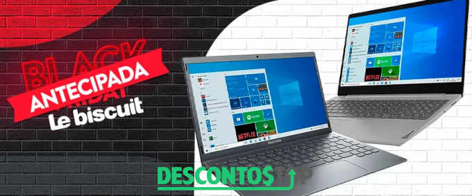 notebooks ao lado de texto black friday antecipada