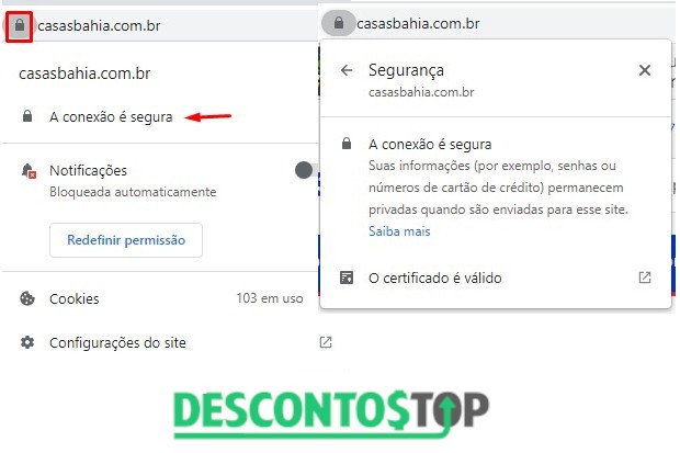 como encontrar o certificado SSL das Casas Bahia