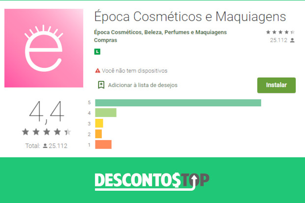 captura tela Play Store aplicativo Época Cosméticos