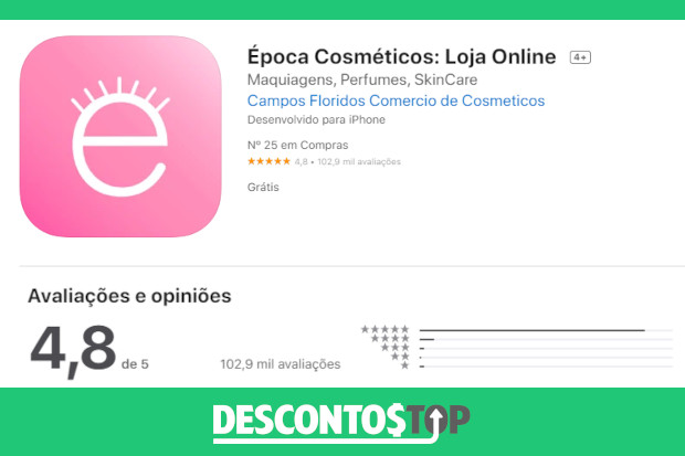 captura tela Apple Store aplicativo Época Cosméticos