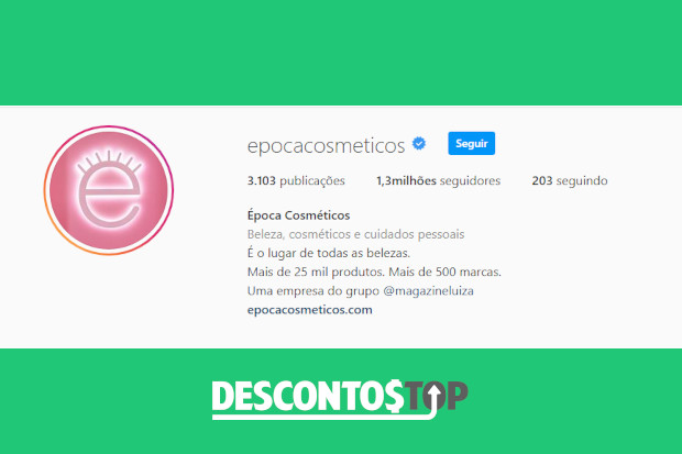 captura tela perfil Época Cosméticos Instagram 