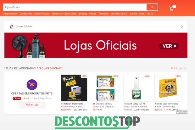 Captura de tela do site Shopee, mostrando o resultado para a pesquisa 