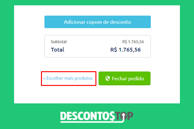 captura de tela site ShopFácil no carrinho de compras