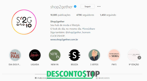 captura tela perfil instagram shop2gether