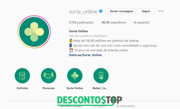 captura tela perfil instagram sorte online