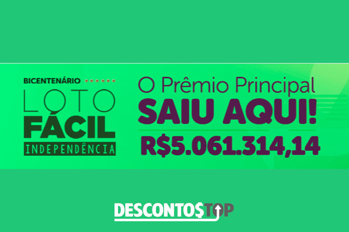 captura tela banner promocional no site online anunciando prêmio de mais de 5 milhões da lotofácil de usuários do site