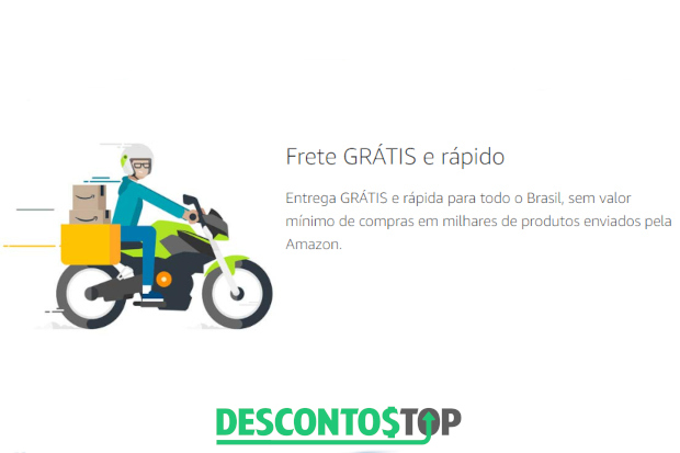 Captura de tela do site Amazon. Destacando a qualidade de frete grátis na página de informaçõs do Amazon Prime,