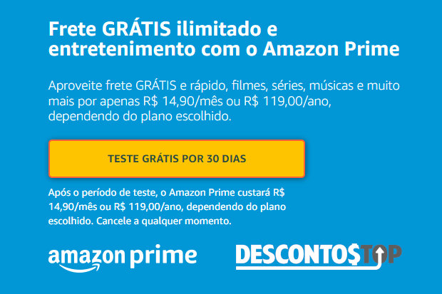 Captura de tela do site Amazon, com detalhes dos valores dos planos mensal e anual.