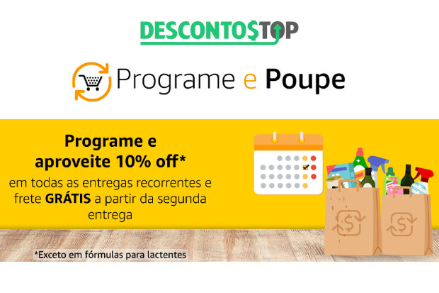 Imagem dde divulgação da Amazon, com a qual eles promovem o Programe e Poupe. A imagem é uma captura de tela do site.