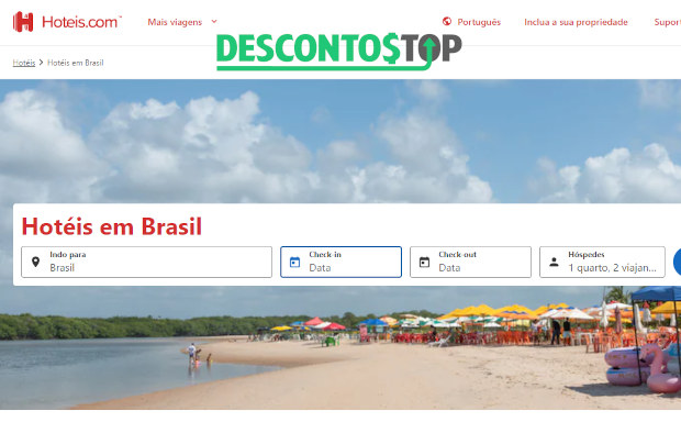 Captura de tela do site Hoteis.com