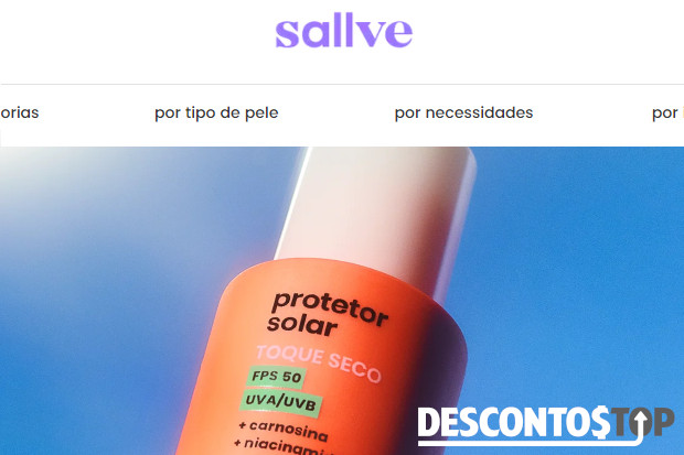 Captura de tela da tela inicial do site Sallve, com a centralização do produto em destaque feita posteriormente