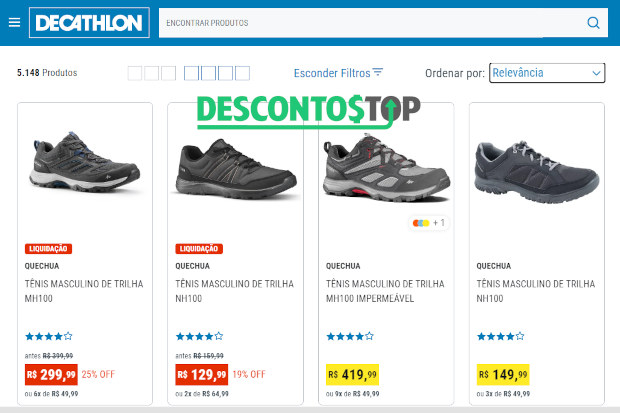 Captura de tela do site Decathlon.