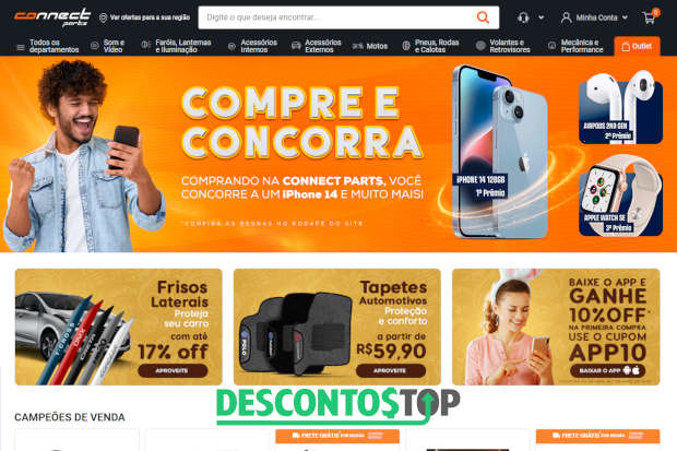 Captura de tela do site Connect Parts